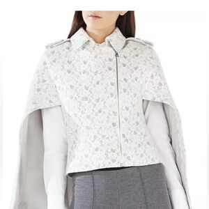 BCBG MAXAZRIA Jameson Floral Lace Cape Jacket Grey White Elegant S newwith tags